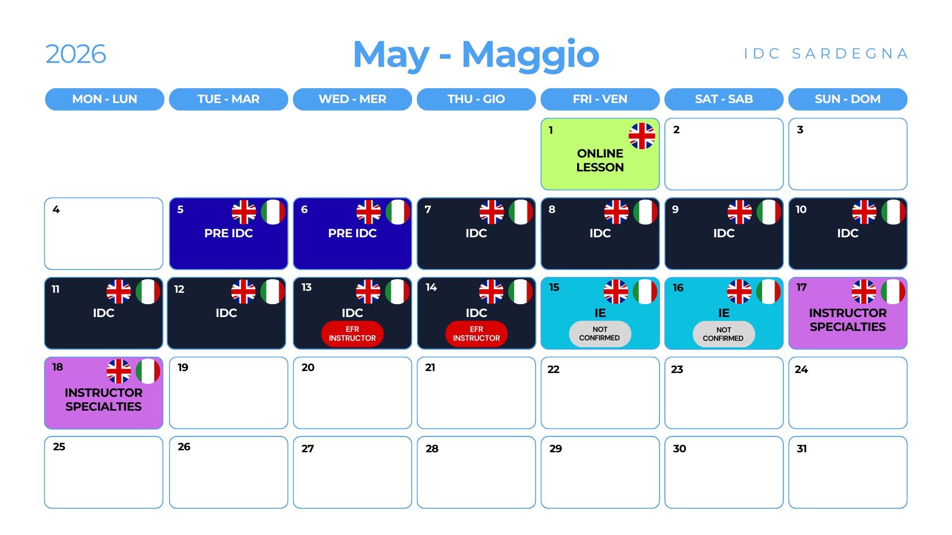 IDC Calendar 05 May 2026 - IDC Sardegna
