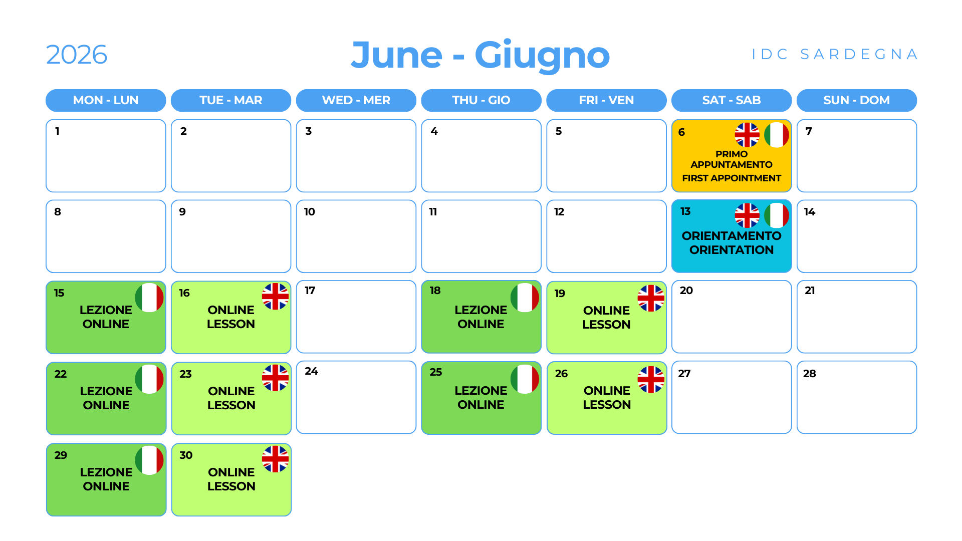 IDC Calendar 06 June 2026 - IDC Sardegna
